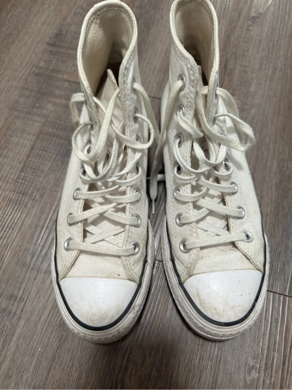 Converse High-Top Canvas Sneakers in Off-White